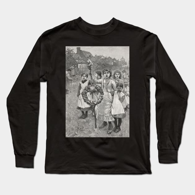 Young girls on a Victorian May day, 1886 Long Sleeve T-Shirt by artfromthepast